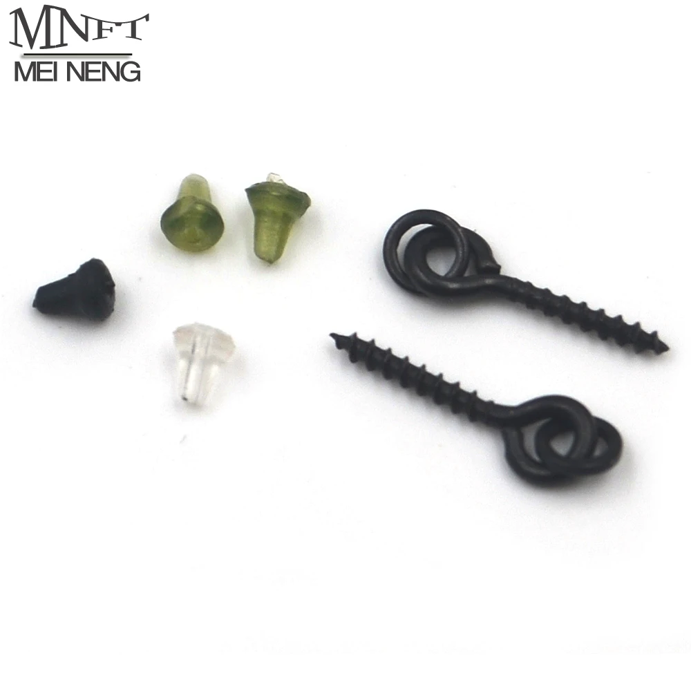 

MNFT 25pcs Bait Screw Link Loop with 50pcs Hook Stoper Carp Fishing Boilie Screw Solid Ring and Rubber Pop Up Rig Shank Beads