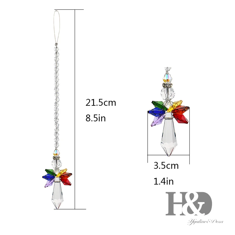 H&D Handmade Rainbow Suncatch Clear Crystal Angle Prisms Hanging Pendants Car Charm Home Wedding DIY Decoration Christmas Decor