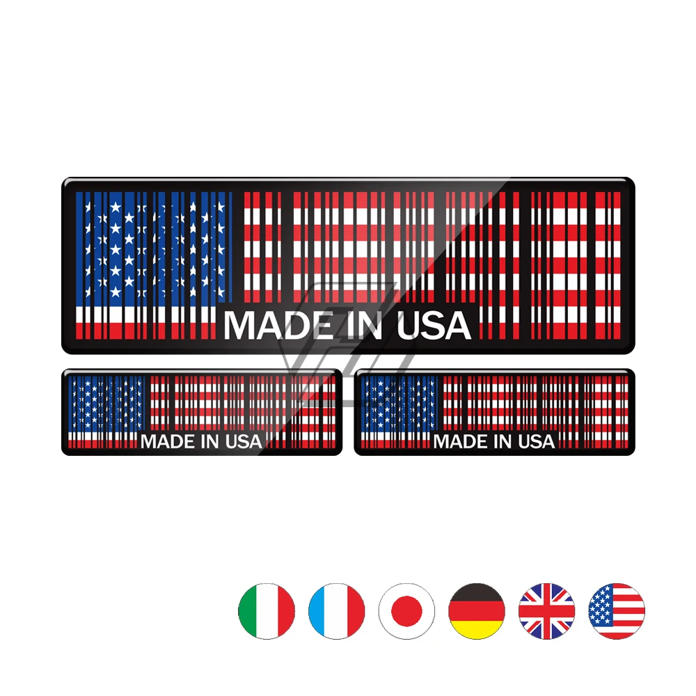 

3D Bar Code Sticker Made In USA UK Italy Germany Motorcycle Tank Pad Decal Stickers