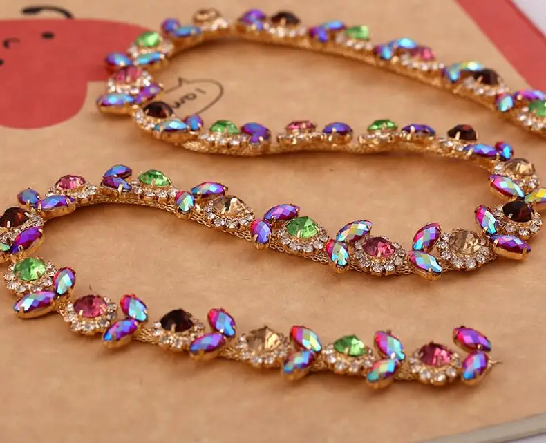 Imagem -03 - Yards Cristal Rhinestone Trim Rhinestone Applique Nupcial Applique Casamento Applique Strass Cadeia Tong003 5