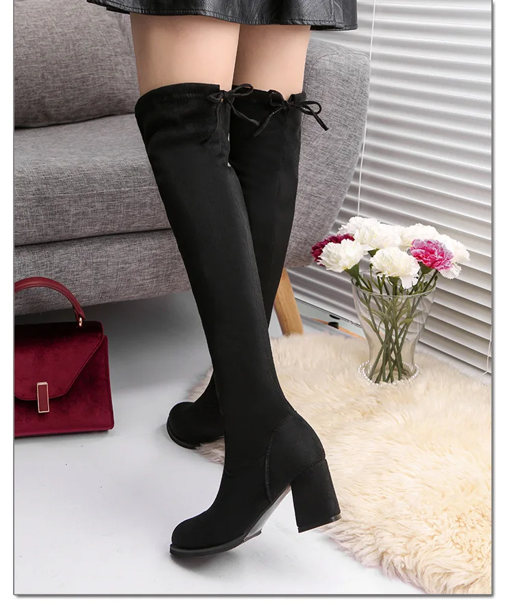 Kobiety Casual Over the Knee boots shoes Winter women Female Round Toe Platform high heels pumps Warm Boots lady Thigh High Boots