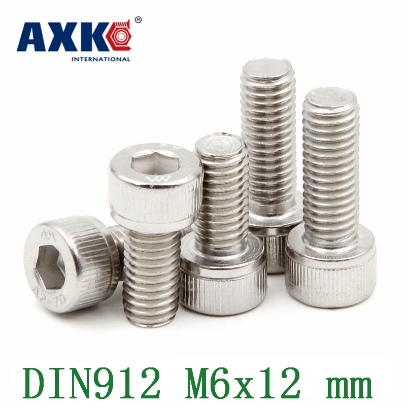 2023 Screws Free Shipping Axk 30pcs/lot Metric Thread Din912 M6x12 Mm M6*12 304 Stainless Steel Hex Socket Head Cap Screw Bolts