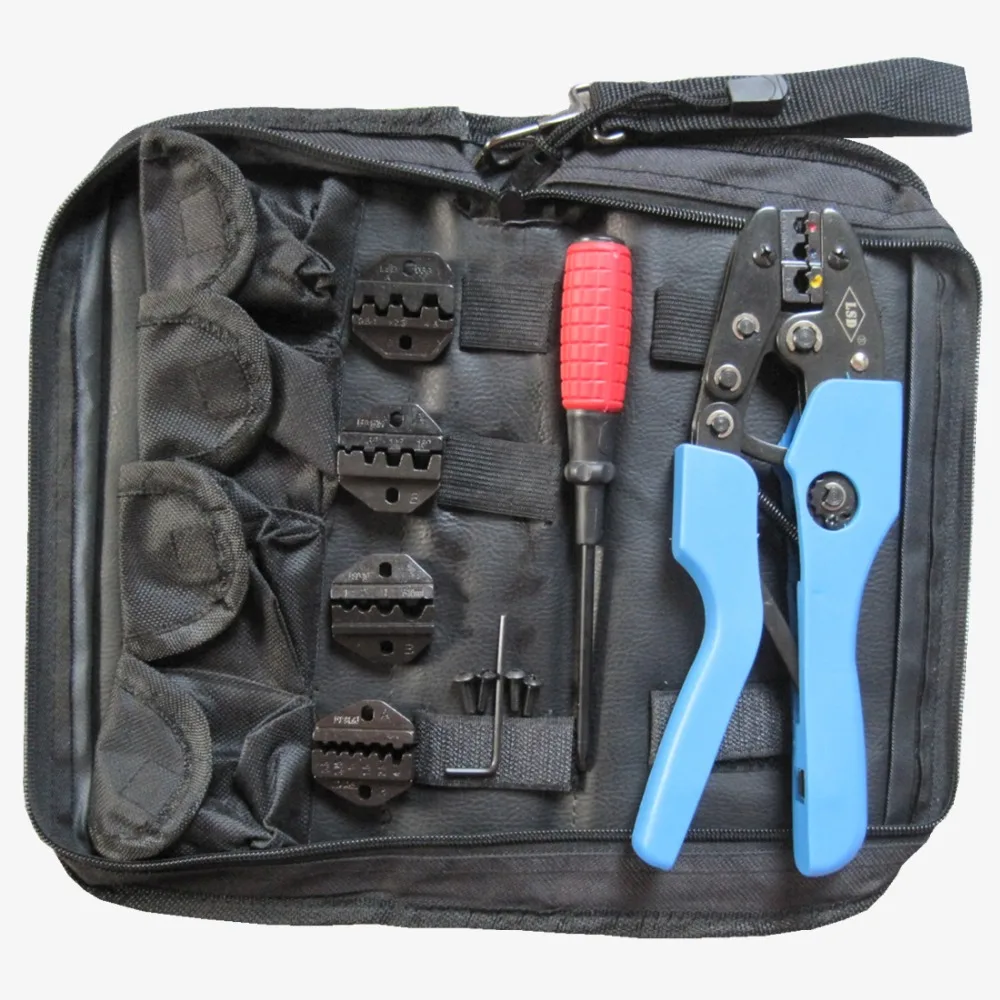 Cable crimping tool kit ratchet terminal crimp pliers with screwdriver & 4pcs replaceable jaws set AN-K30J-2