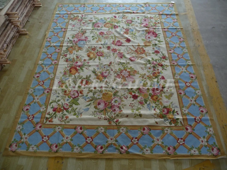 Free Shipping 8'x10' Needlepoint Carpets Hand Knotted Handmade Rugs for home decoration