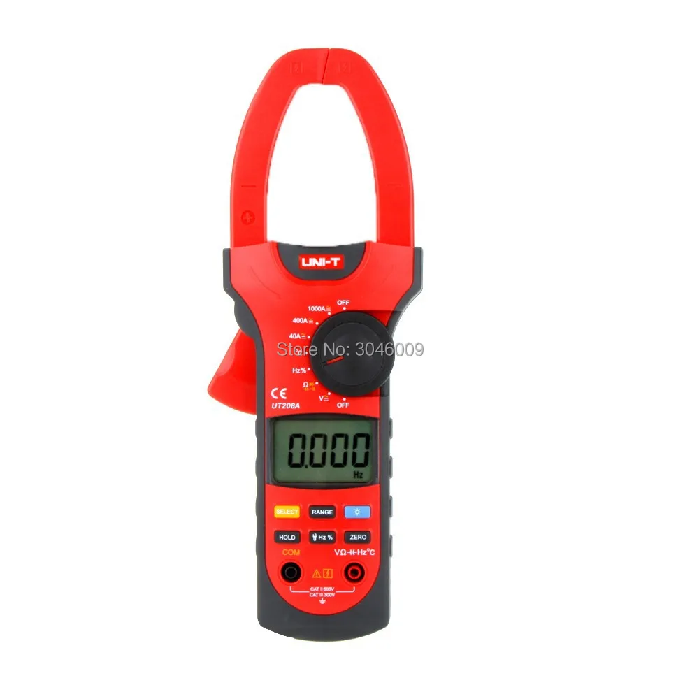 Imagem -02 - Medidor Digital com Pinça Amperímetro Resistor Capacitância Frequência Temperatura Teste de Díodo Ut208a ac dc 1000a