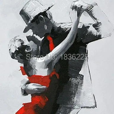 Hand painted Charm lovers space dance black oil panting Wall oil paintings dancers on canvas  ready to hang  no Framed