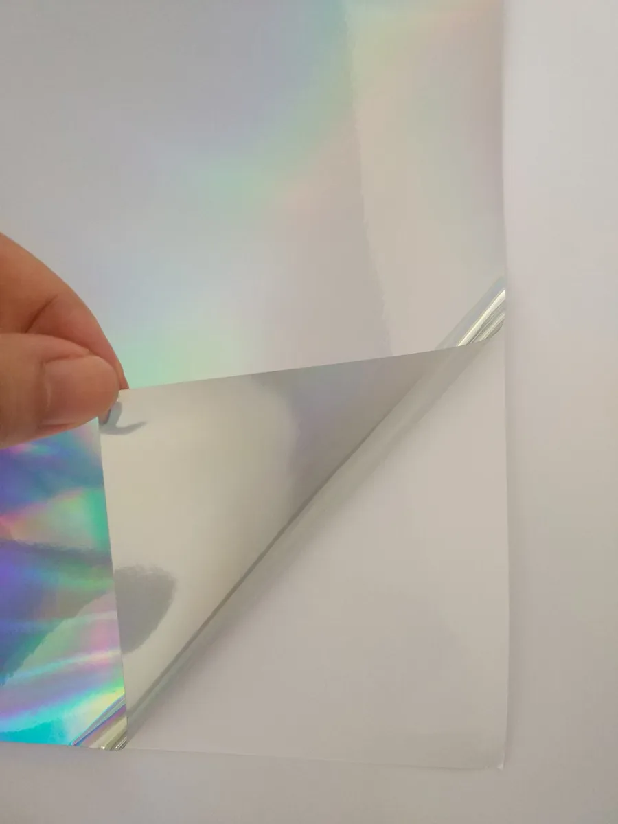 80 Sheets A4 (21cm x 30cm) self-adhesive Sticker plain rainbow mirror reflection holographic PP Film for print Label logo