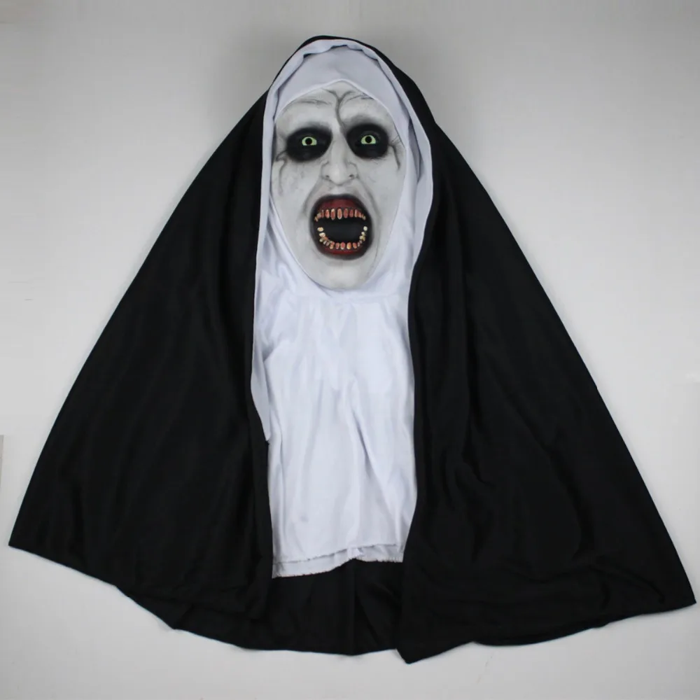 The Nun Horror Mask Cosplay Scary Latex Masks With Headscarf Full Face Helmet Halloween Party Props
