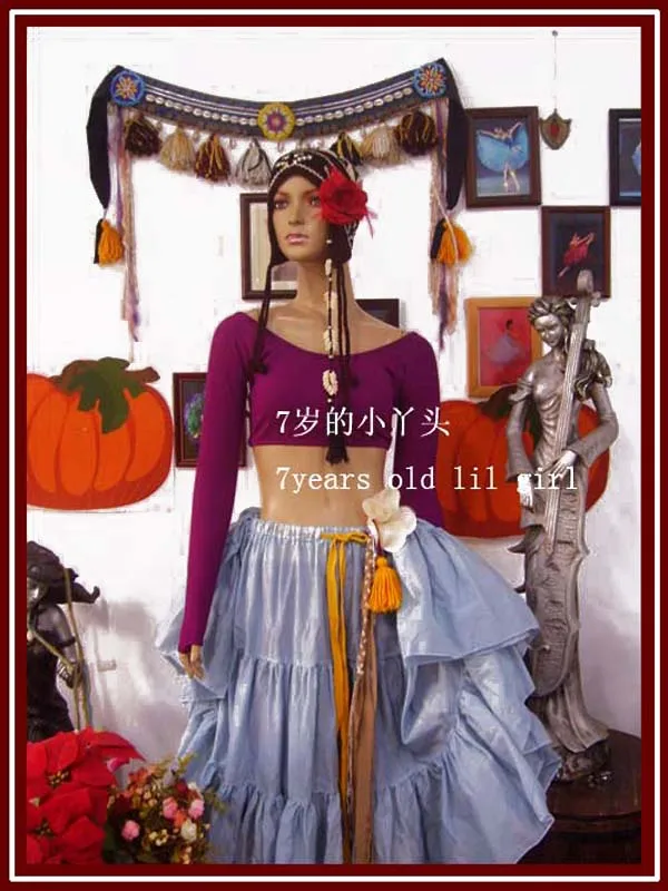 Lycra Cotton Belly Dance ยาว SleeveTop Tribal เครื่องแต่งกาย AS36-41