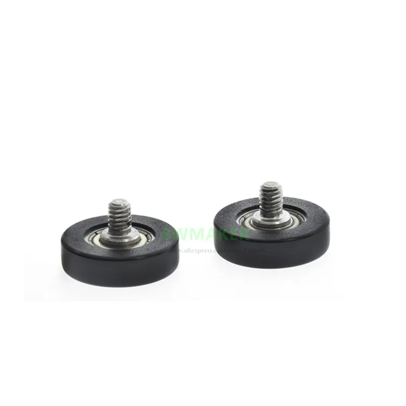 1pcs M4*18*5mm M4 external thread screw, plain 604 bearing wheel, miniature nylon-coated guide wheel, hard shell silence