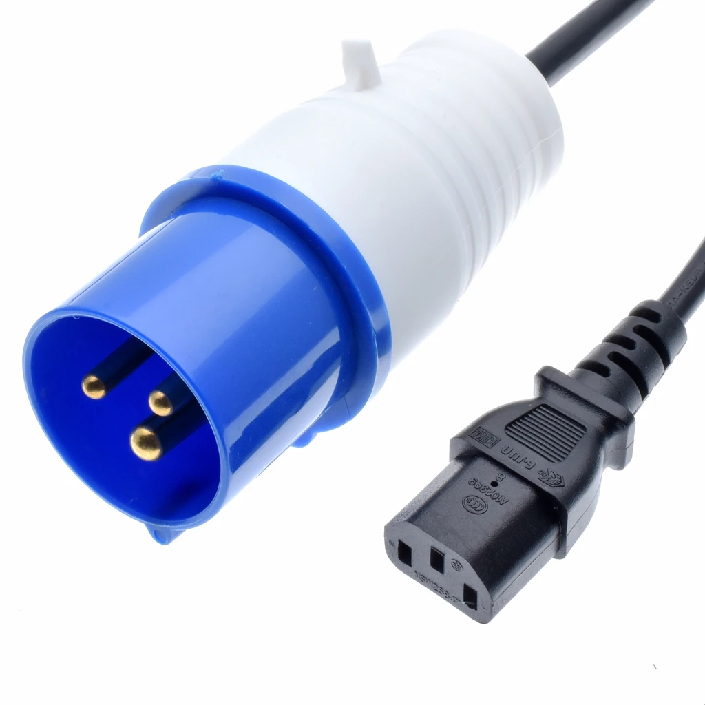 IEC320 C13 female to 16A IEC309 316P6 male IP44 Industrial Extension lead 220V power cord  Length 80cm/180cm