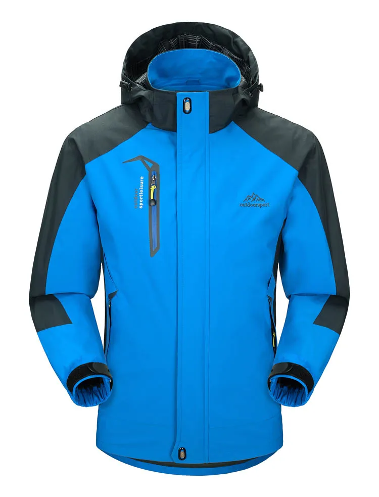 TRVLWEGO Camping Wanderjacke Herren Herbst Outdoor Sport Mäntel Klettern Trekking Windjacke Reise Wasserdichte Jacken Schwarz