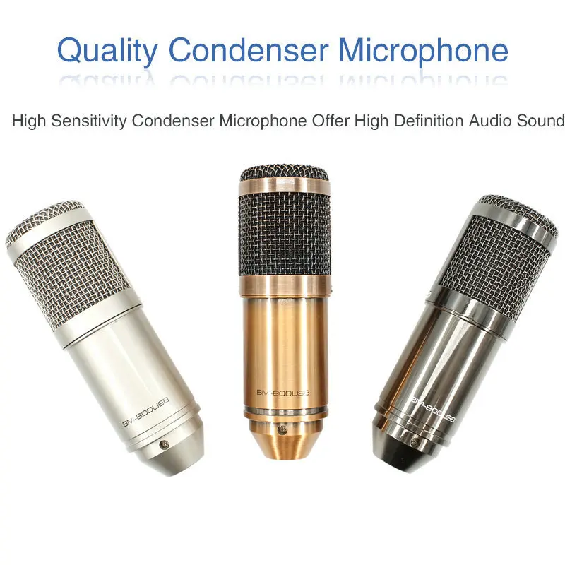 BM 800 mikrofon kondensor USB, Studio dengan Tripod berdiri mikrofon dapat disesuaikan untuk rekaman komputer Karaoke PC ditingkatkan BM800