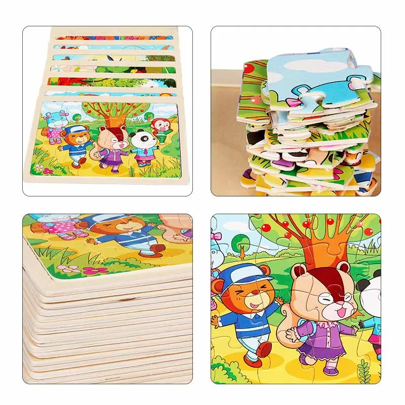 Preskool Giocattolo Del Bambino Per I Bambini Del Fumetto Animale Multi-Stile Puzzle Di Puzzle Giocattoli di Legno Per Formazione Iniziale