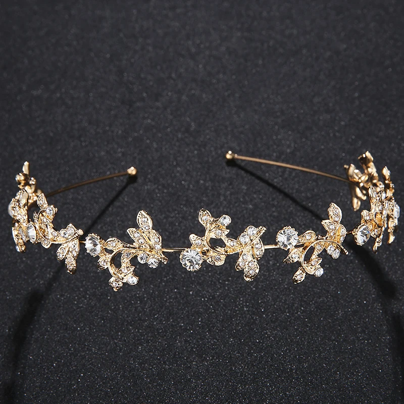 Miallo Tiara Headband for Wedding Leaves Crystal Crown Tiara Headdress for Women Fashion Bridal Hair Accessories Rim for Hair