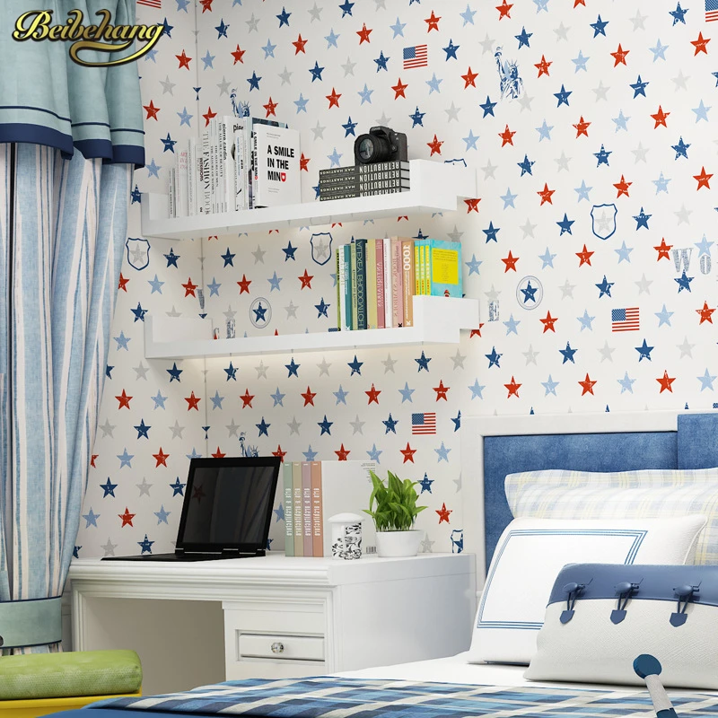 

beibehang papel de parede 3D Abstract five-pointed American wallpaper for walls wall paper children's living room wall-paper