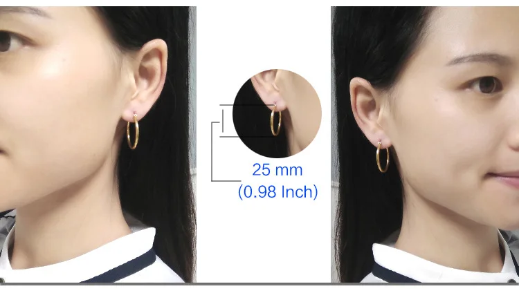Hyperbole Große Creolen Kreisform 12mm Edelstahl-Ohrringe IP-Beschichtung Nicht Verblassend Allergiefrei – Detail 15