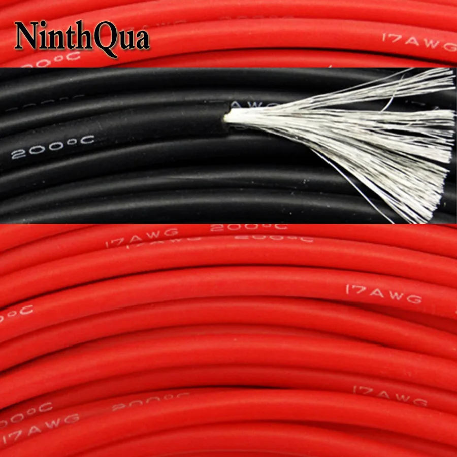 1metre 17AWG Silicone Wire Ultra Flexiable Cable 1.0mm2 High Temperature Test Line Wire