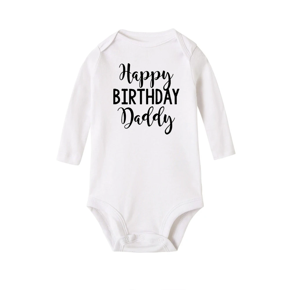 Happy Birthday Daddy Infant Newborn Baby Girls Hot Sale Fashion Style Long Sleeve Romper 100%Jumpsuit Clothes Outfits