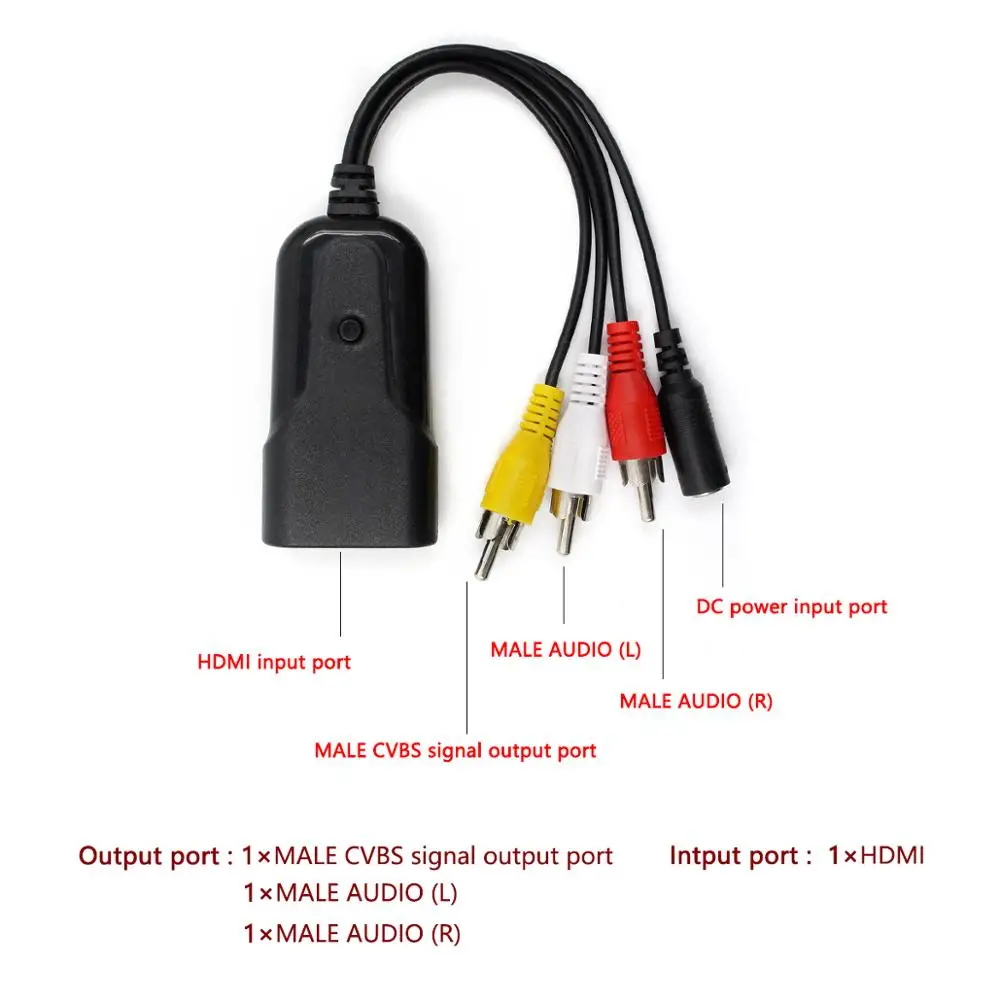 HDMI TO AV Adapter Mini HD Video Converter Box HDMI to RCA AV/CVSB L/R Video 1080P HDMI2AV Support NTSC PAL Output