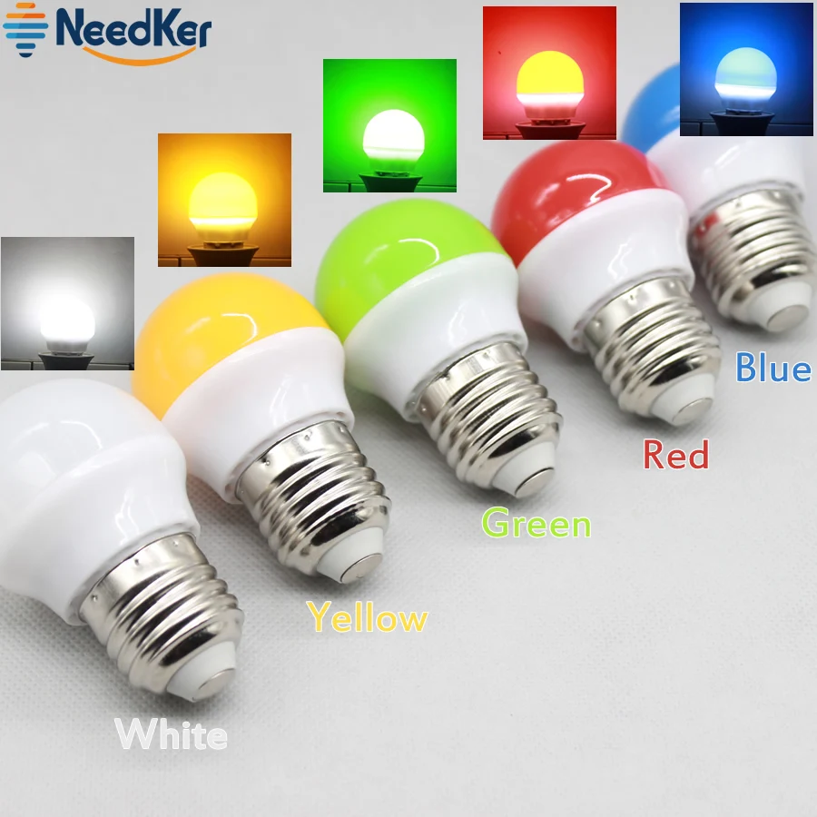 NeedKer E27 LED Bulbs 3W SMD2835 Colorfull LED Lighting White/Yellow/Red/Green/Blue Decorative Lamp AC 110V 220V 240V for Party