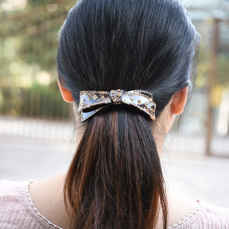 Women head wear rhinestone hair clip large ponytail holder vintage hair barrette bow hair accessories for women