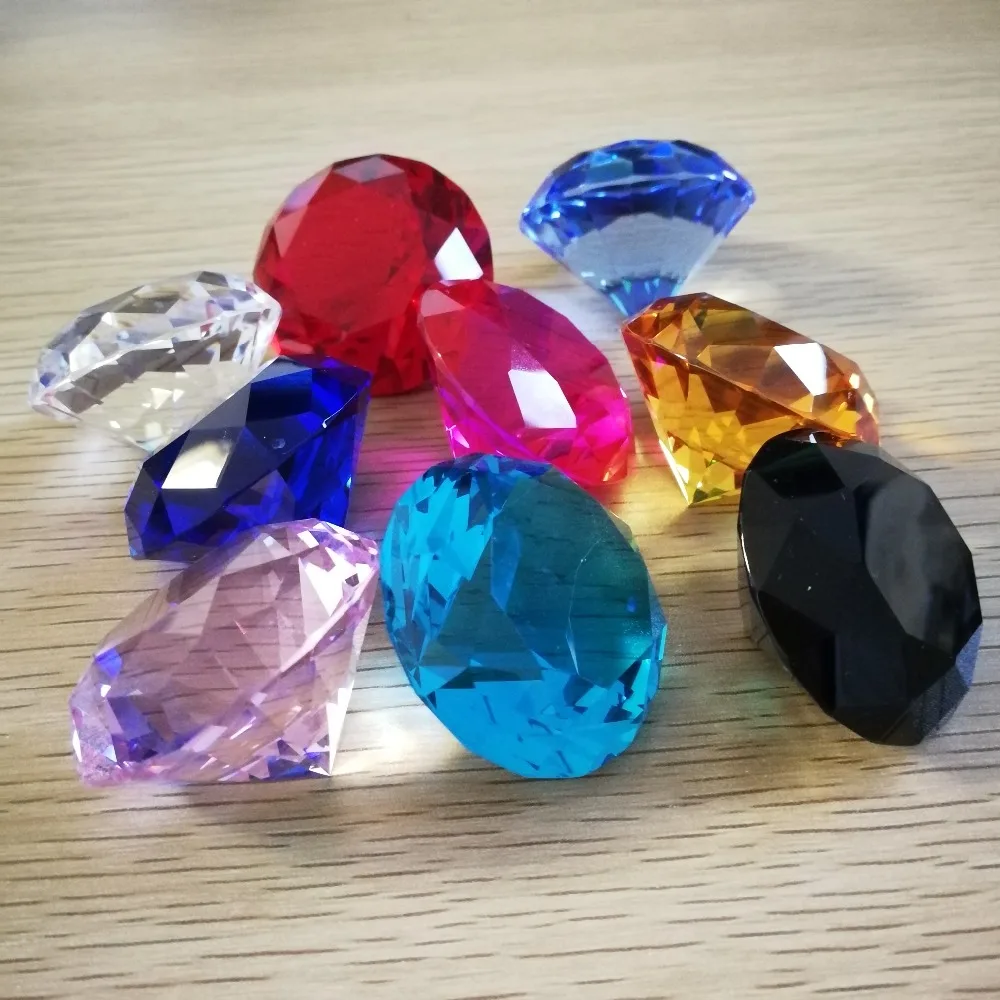 

Diamond Glass Paperweight Mixed Color Crystal Diamond Feng Shui Weight For Wedding Home Decoration