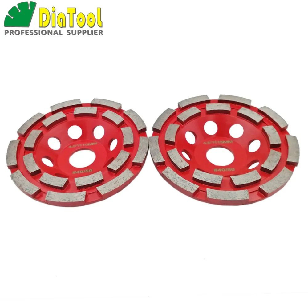 DIATOOL 2 pcs 4.5 "Diamante Doppia Ruota Tazza di Fila Per Calcestruzzo Materiale Abrasivo, 115 millimetri Mola, foro di 22.23 millimetri