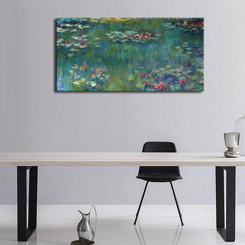 Claude Monet Water Lilies Panoramic Painting Artwork Contemporary Picture Canvas Print for Home Office Wall Decor Drop Shipping