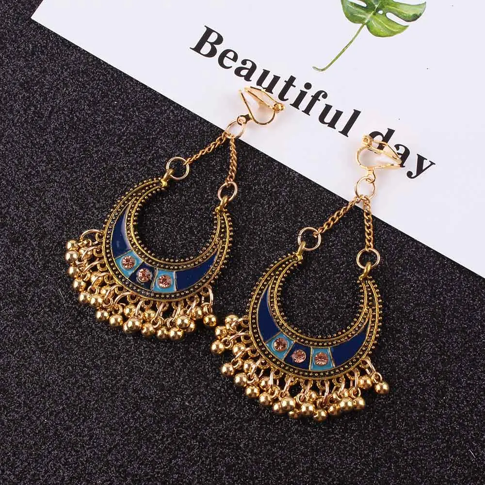 JIOFREE 2018 Fashion 3 color Boho Clip on Earrings For Women Jewelry Vintage Long Earrings Bohemian Clip Earrings bijoux