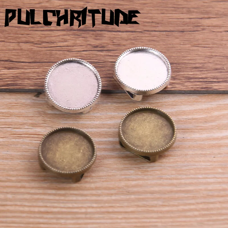 

10pcs 16mm Inner Size Two Color Tooth Round Leather Slider Beads Blank Cabochon Setting Diy Bracelet Making