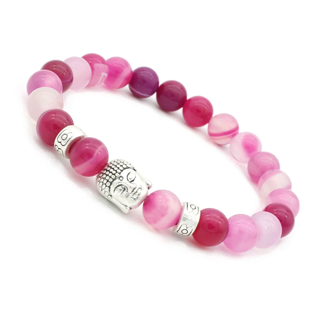 

Euro-American Fashion Jewelry 8MM Rose-red Agate Ball-shaped Buddha Head Fengshui Hanging Handstring