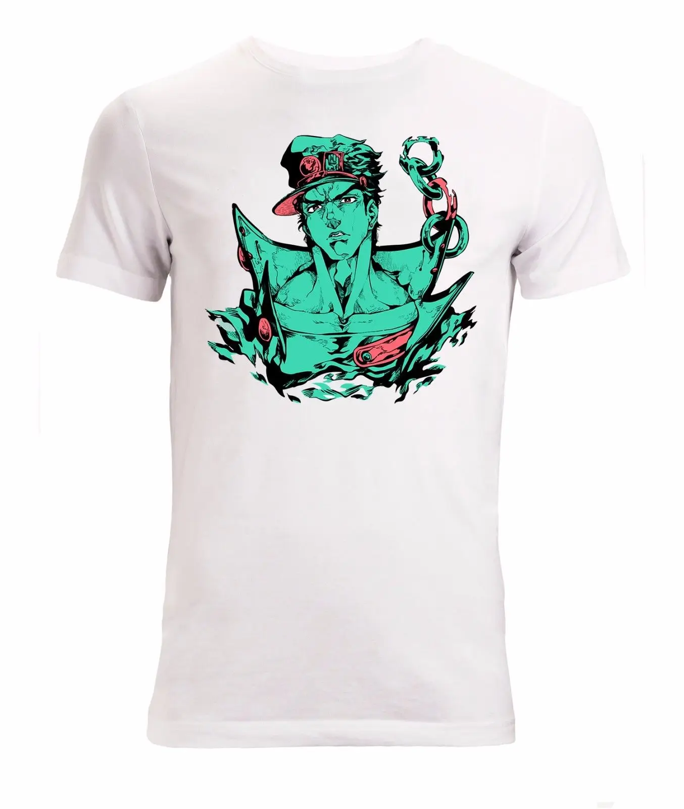 Newest Letter Print Jojo'S Bizarre Adventure Stardust Crusaders Jotaro Kujo Men'S T Shirt White T-Shirt Casual Man Tees