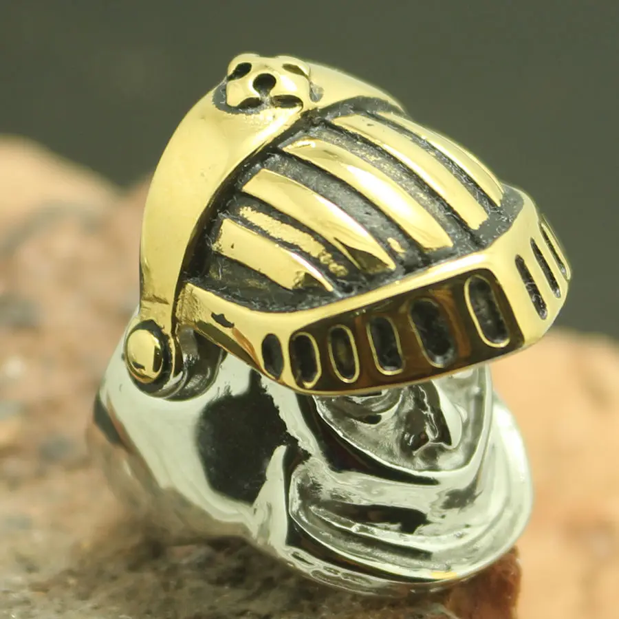 Retail Mens Boys 316L Stainless Steel Cool Warrior Soldiers Helmet Newest Ring