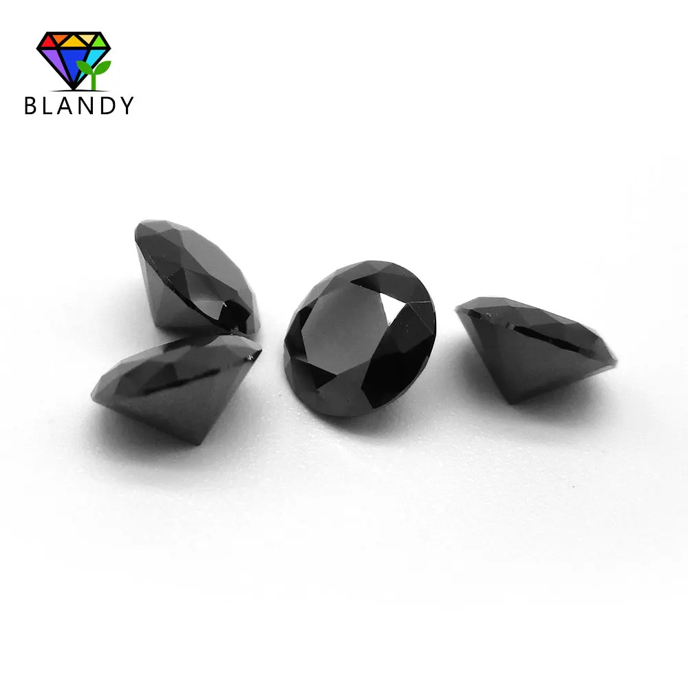 1.0~2.5mm 5A Quality CZ Stone Black Round Brilliant Cut Cubic Zirconia 100pcs Loose Stone Synthetic Gems For Jewelry