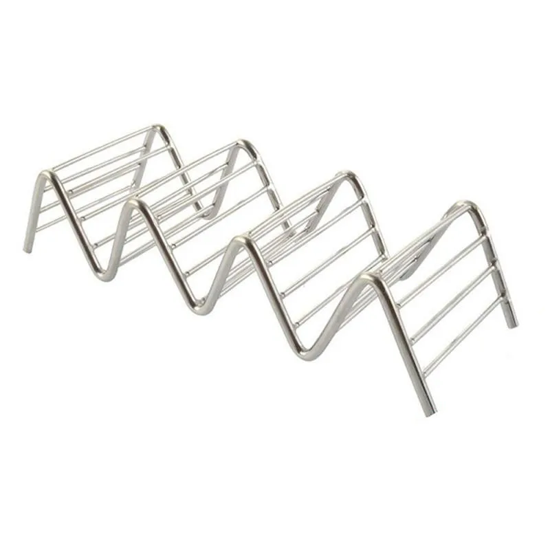 

Stainless Steel Taco Holders Wave Shape Mexican Food Rack 3-4 Hard Shells Pancake Rack Stand Holds ZA5821