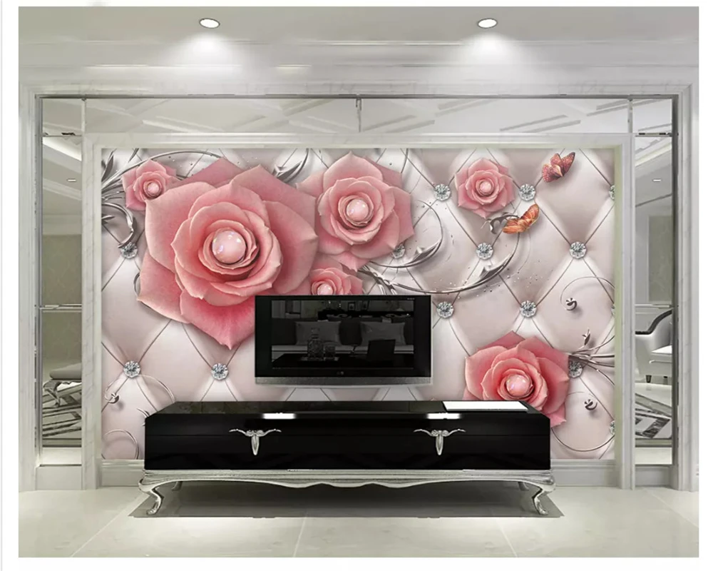 Beibehang جو كلاسيكي حديث مجوهرات رائعة زهرة حزمة لينة تلفزيون غرفة نوم غرفة المعيشة ورق الحائط ديكور المنزل tapety #4
