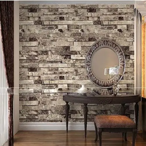 

Q QIHANG Three-dimensional Wallpaper Brick Wall Wallpaper 3D Textured Bricks Gray 0.53m*10m=5.3m2