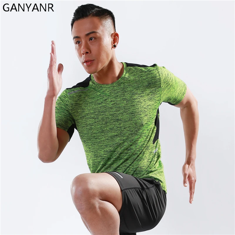 GANYANR Corsa e Jogging T Degli Uomini Della Camicia di Basket Tennis Abbigliamento Sportivo Tee Sport di Fitness Palestra Jogging Esercizio di Formazione Rashgard di Calcio Fit Asciutto