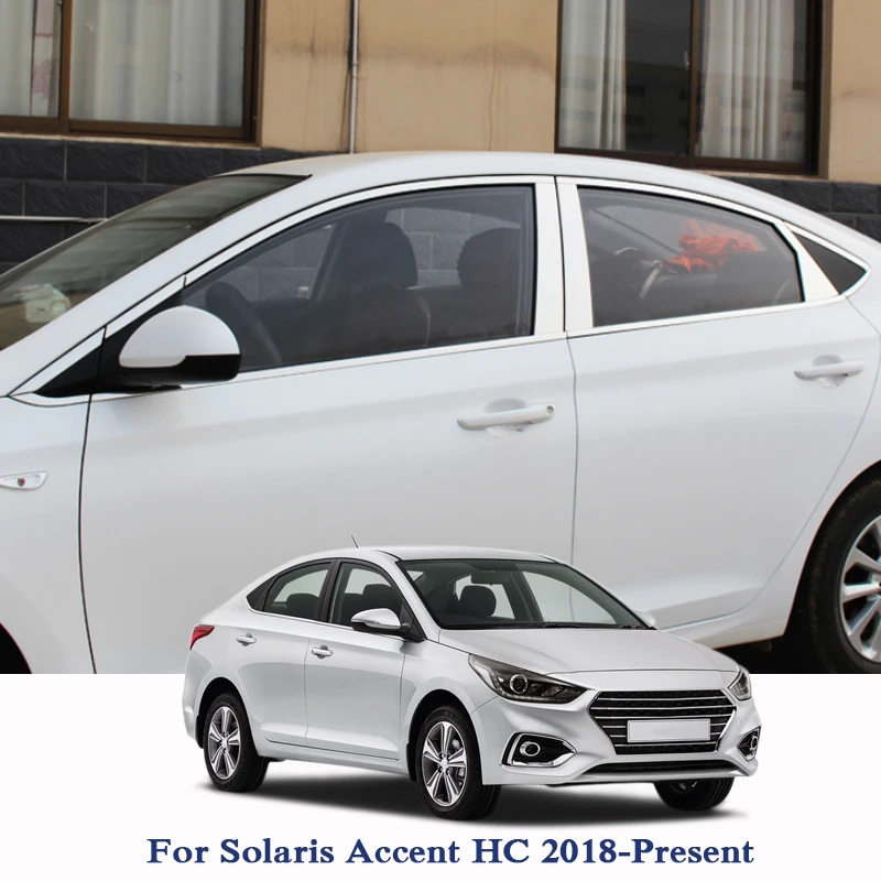 

Наклейка на автомобильную колонку для Hyundai Solaris Accent HC 2018 2019, отделка на окно, Внешнее украшение кузова, хромированные аксессуары