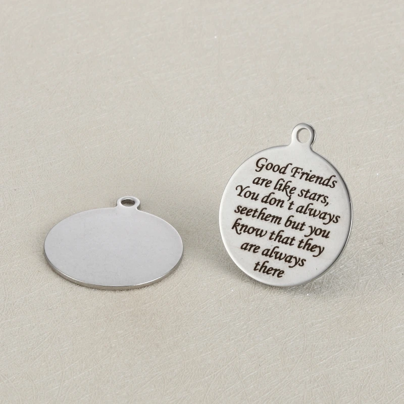 BULK 30 High Polished Stainless Steel Best Friends Friendship Quote Charms Words Engraved Pendant 25mm