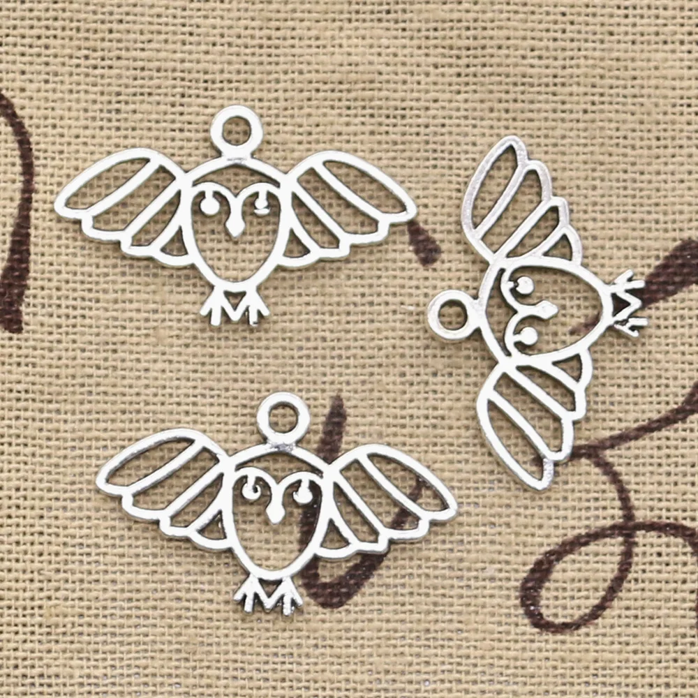 

15pcs Charms Expanded Wings Owl 18x29mm Antique Making Pendant fit,Vintage Tibetan Bronze Silver color,DIY Handmade Jewelry