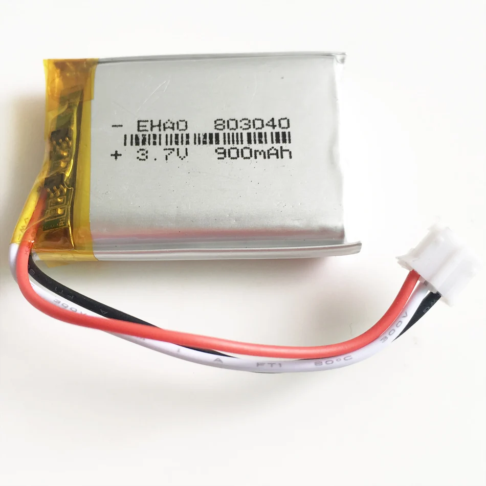 3.7V 900mAh litowo-polimerowa LiPo akumulator JST 1.0/1.25/1.5/ 2.0/2.5 3-pinowe złącze do kamery PAD GPS 803040 laptopa