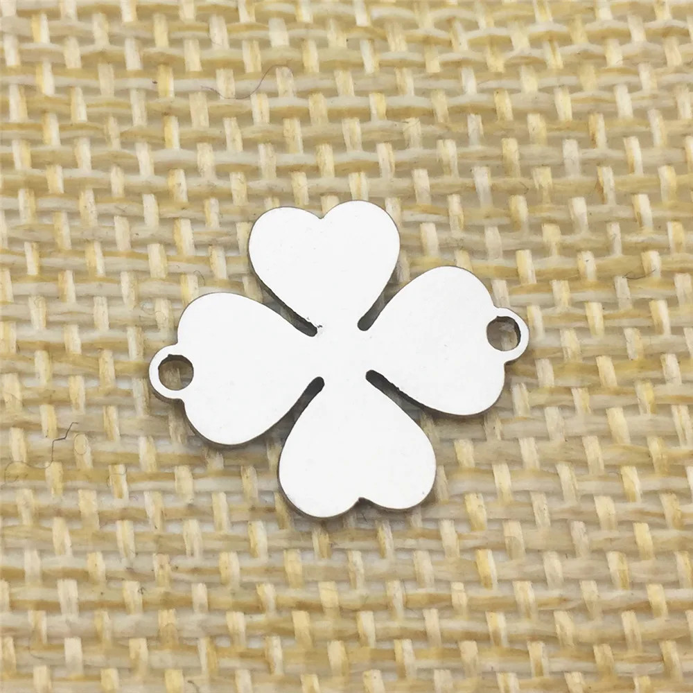 Stainless Steel Connectors 10pcs Bright Silver Clover Heart Leaf Charm Fit Necklace Connector Diy Bracelet Jewelry Make Finding