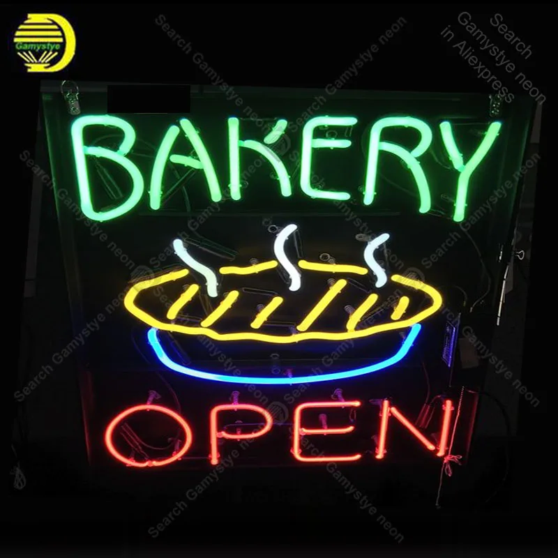 Bakery Open with Pie Neon Sign Neon Bulbs sign Iconic Beer Bar Pub Club light Room Lamps Sign display advertise enseigne lumine