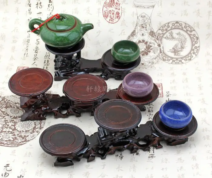 Shocking wood root carving odd jade teapot jade carving ornaments base level of three models