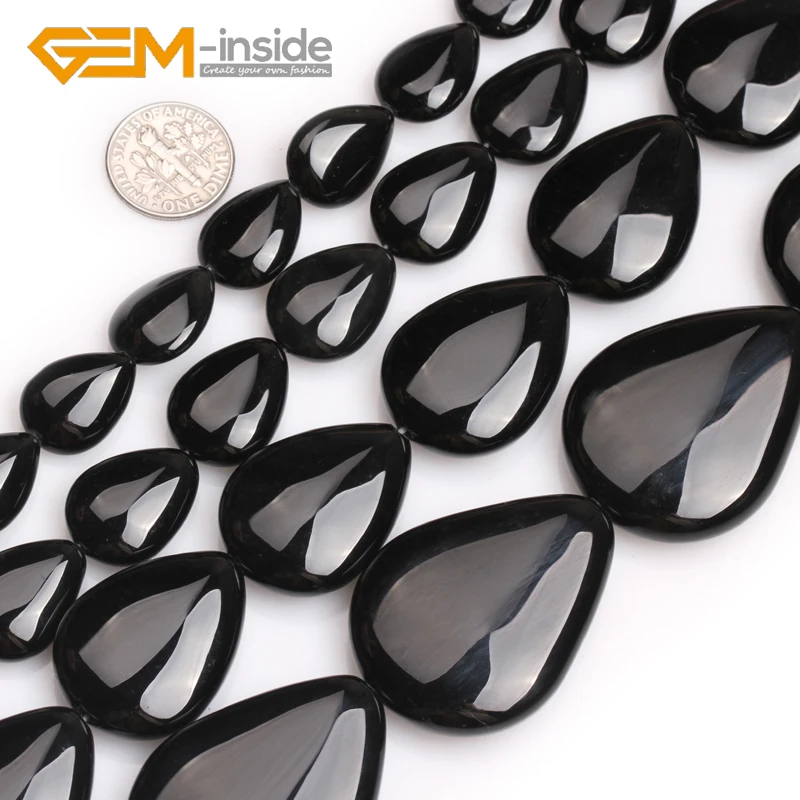 Multi-size Natural Black Agates Faceted Drop Teardrop Beads For Jewelry Making Strand 15\