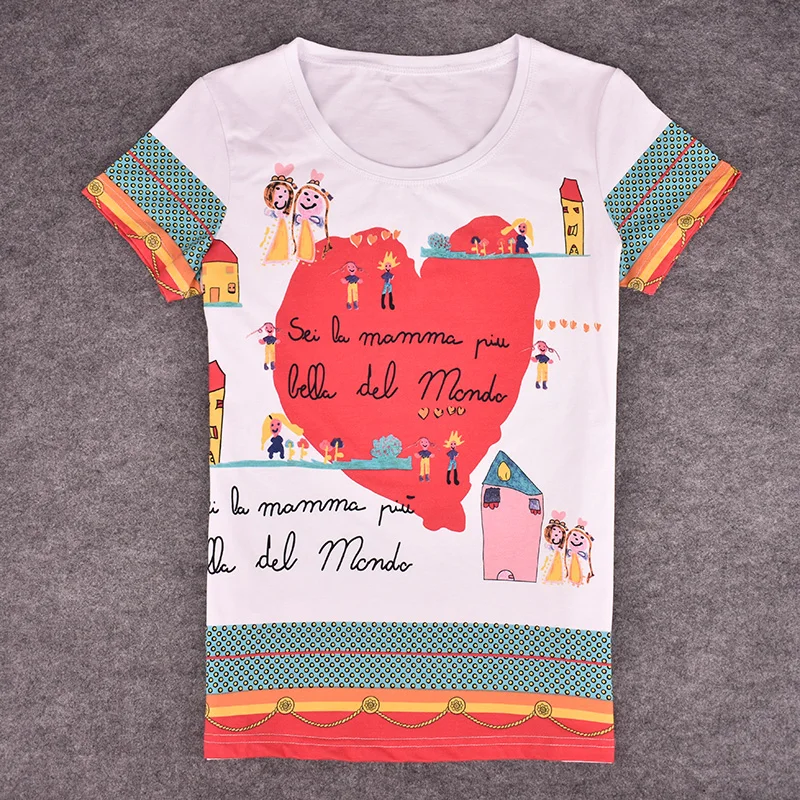 Lovely cartoon print Womens T Shirts Short Sleeve Tops Tees cotton Tshirt Ladies graffititops loose woman\'s shirts