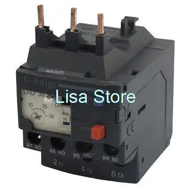 38A Rated Current 690V Black Thermal Overload Relay JR28-25 1 NO 1 NC