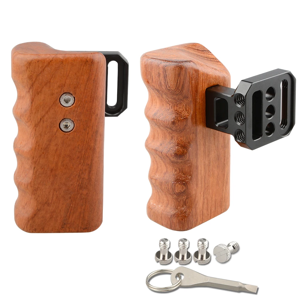Impugnatura per fotocamera in legno CAMVATE sinistra e destra con connettore a vite da 1/4 "per videocamera DSLR DV serie Panasonic GH